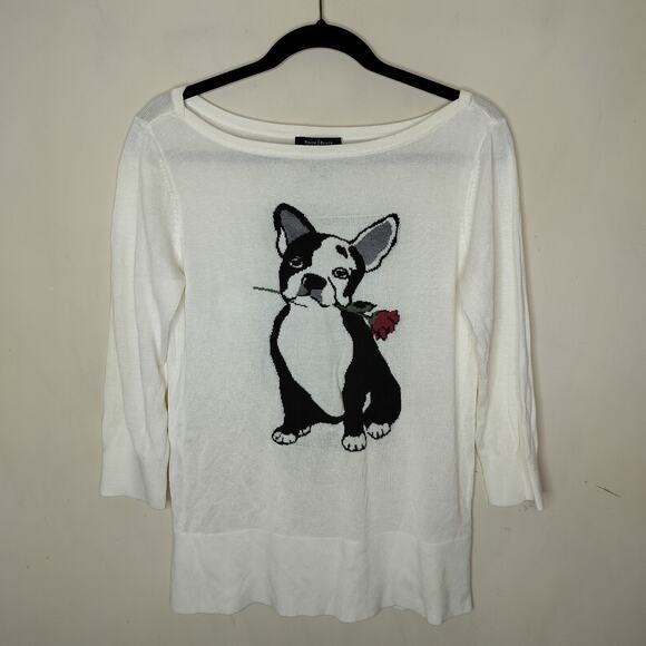 White House Black Market Bull Dog Sweater - Picture 1 of 9